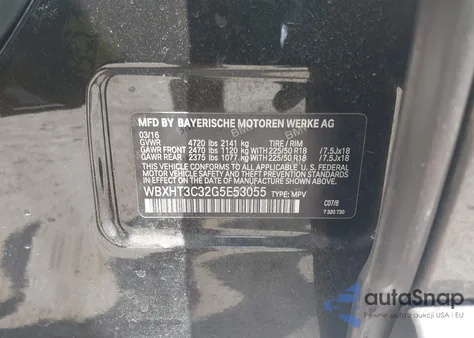 2016 BMW X1 xDrive28I from USA, damaged, VIN WBXHT3C32G5E53055